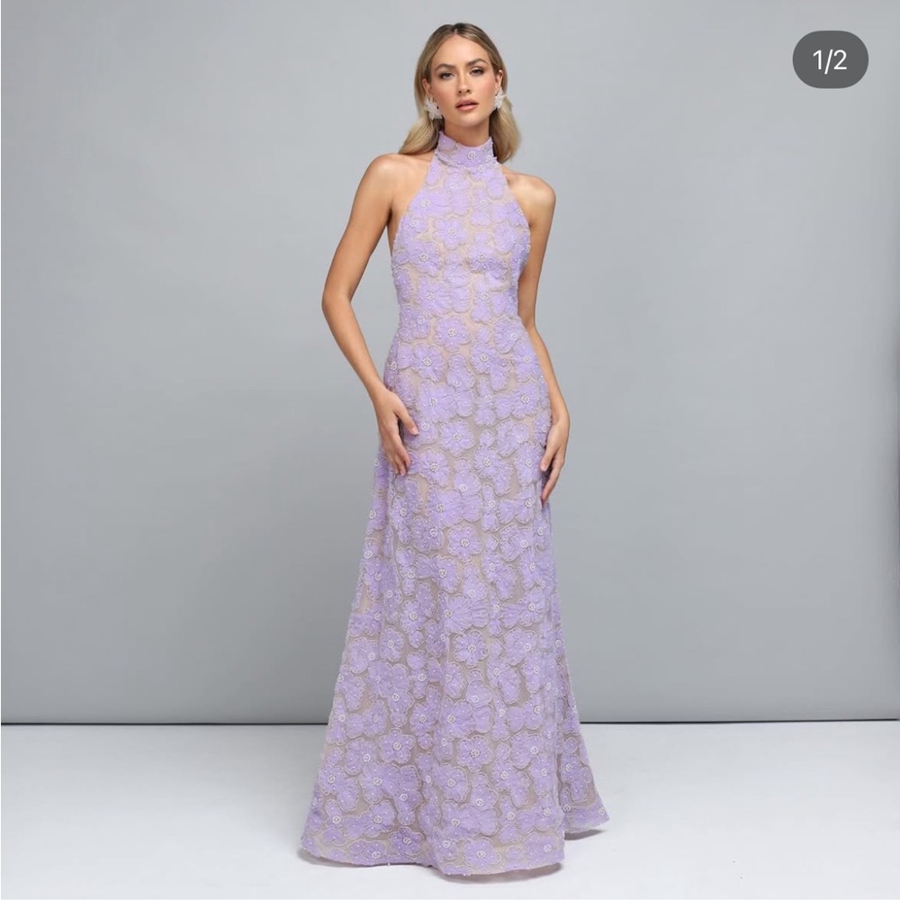 Chic Lavender Halter Maxi Dress
